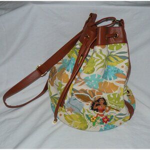Disney Parks Moana Tropical Floral Bucket Bag / Beach Bag / Purse, EUC